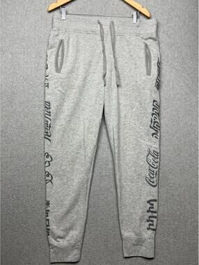 Vintage Coca-Cola Sweatpants Joggers Womens Large Gray Soda Logo Hipster Y2K